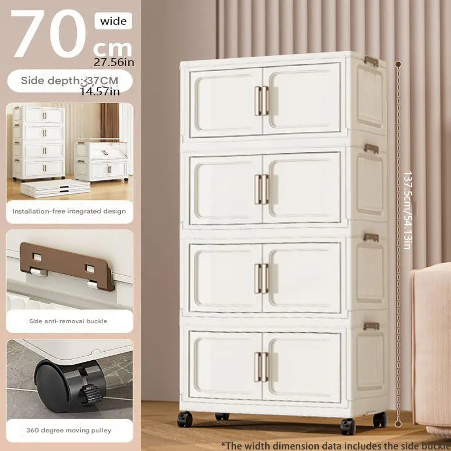 Thickened Plastic Multi-Layer Storage Cabinet Simple Creamy Style Home Organizer Wardrobe for Kitchen Bathroom Use