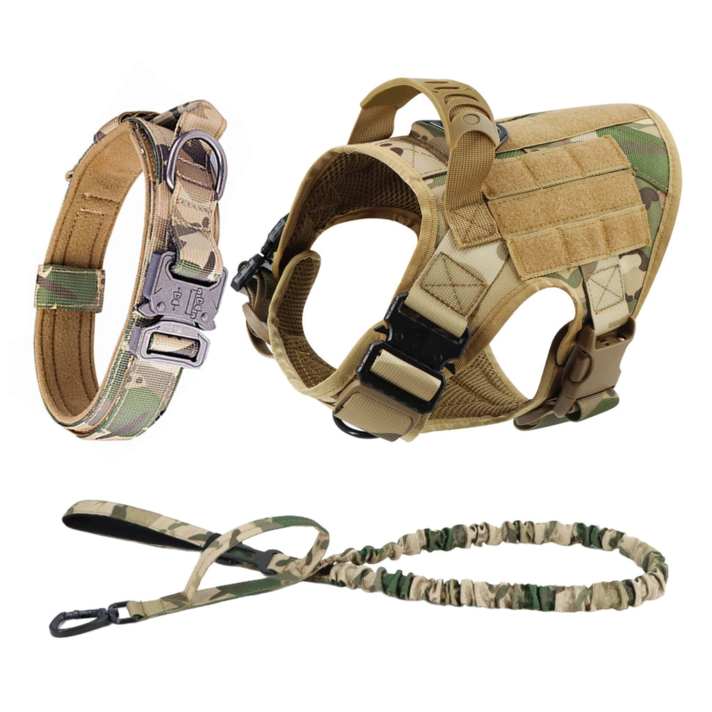 Large Dog Harness and Leash Set Pet German Shepherd Malinois Training Walking Vest Dog Harness and Collar for Medium Large Dogs
