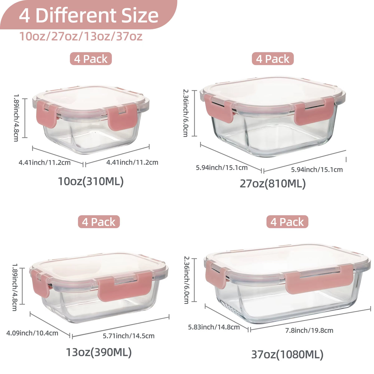 16-Piece Glass Food Storage Containers Set, Leakproof Airtight Bpa-Free, Microwave & Oven Safe, Stackable Kitchen Organizers Wit