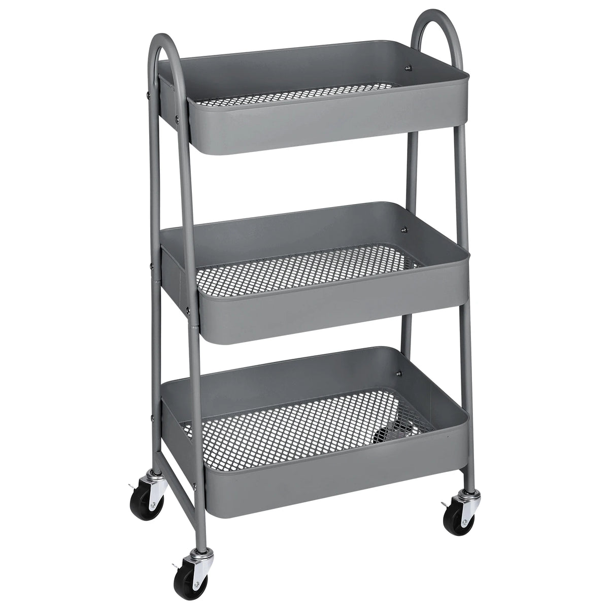3 Tier Metal Storage Kitchen Cart with Lockable Wheels Mobile Shelving Unit Utility Rolling Organizer for Home Narrow Places