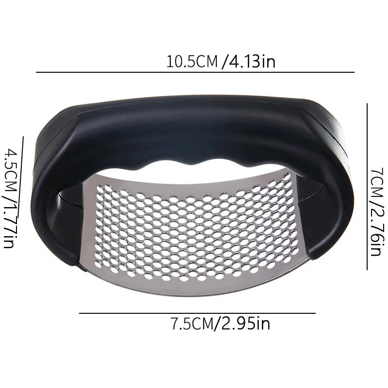 Stainless Steel Garlic Press – Metal & Plastic, One-Press Design, Easy to Clean, Effort-Saving