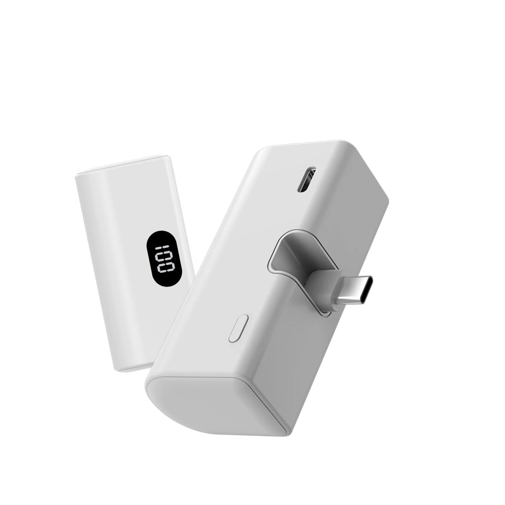 Lightweight 5000Mah Portable Power Bank with Built-In Type C Foldable Functionality, Suitable for Charging All Type C Devices.