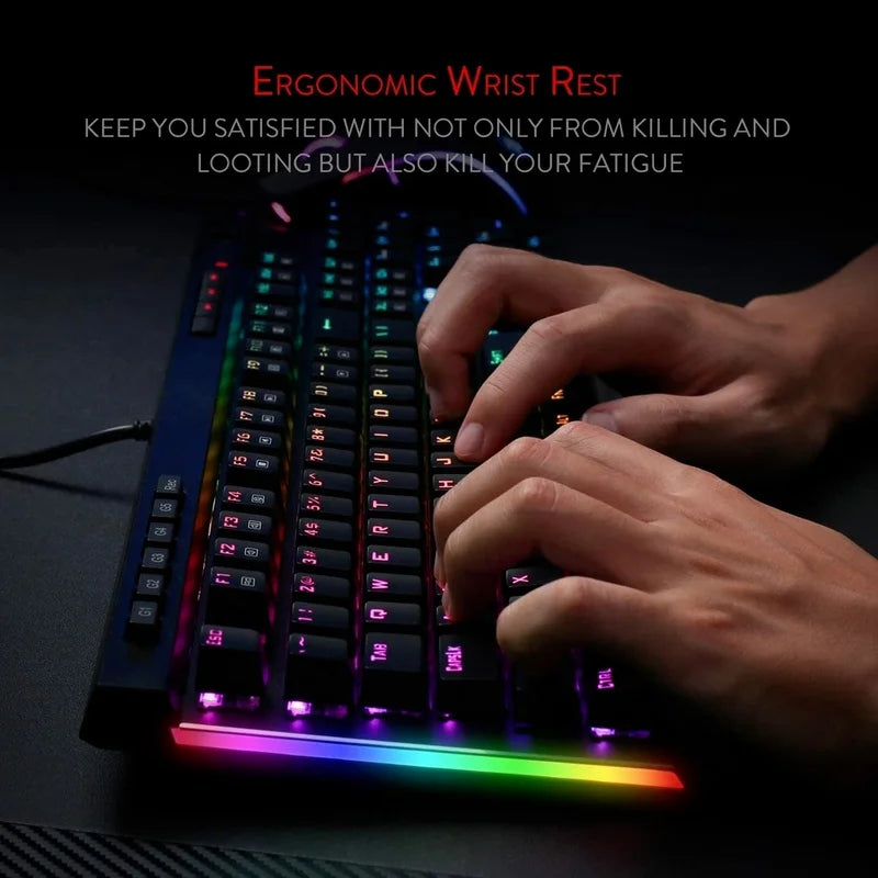 K580 VATA RGB 104 Keys LED USB Backlit Mechanical Gaming Wired Backlight Computer Keyboard Anti-Ghosting with Macro Key