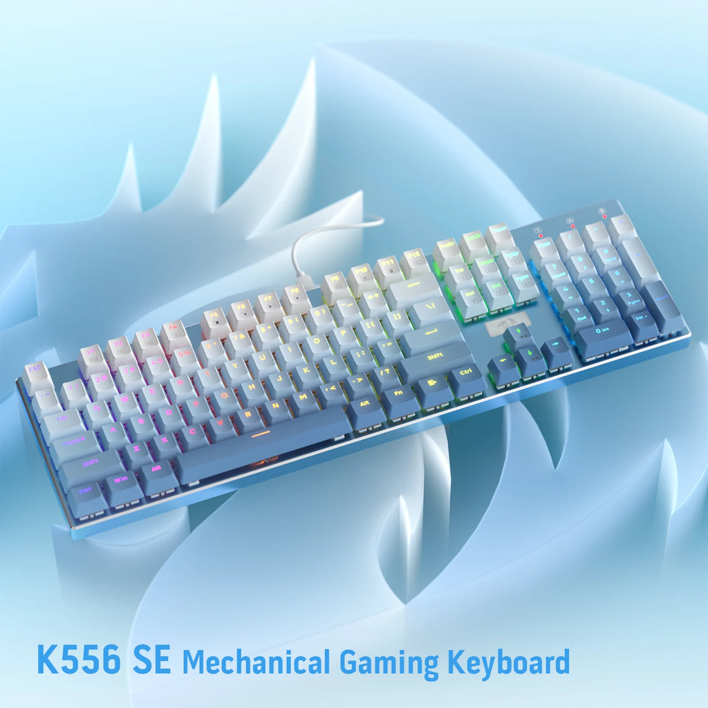 K556 SE RGB LED Backlit Wired Mechanical Gaming Keyboard, Aluminum Base, 104 Keys, Hot-Swap Linear Quiet Red Switch