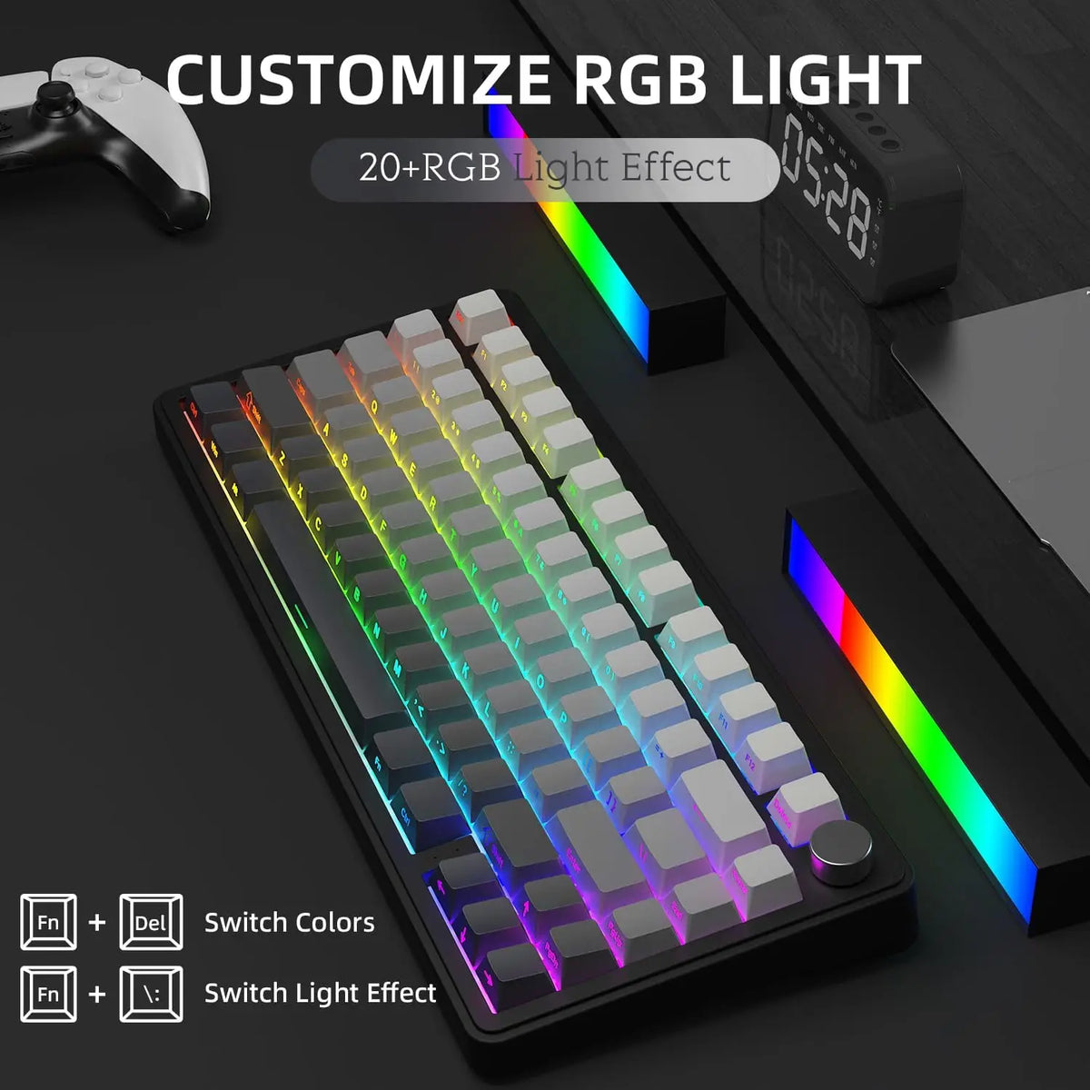 X85 Wireless Mechanical Gaming Keyboard,Tkl 82 Keys,Gasket Structure,Knob,Rgb Hot Swappable Custom Keyboard