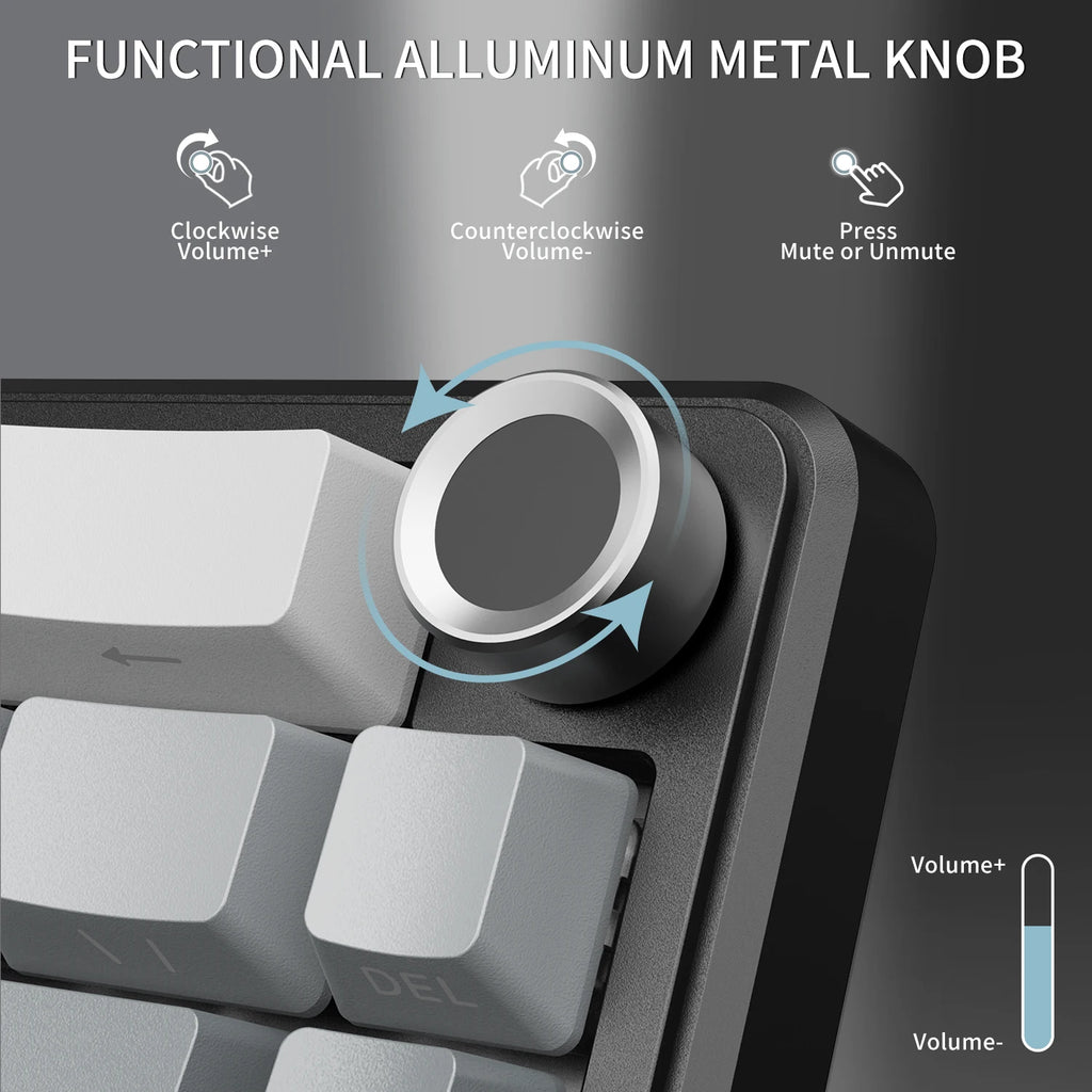 X66 65% Wireless Mechanical Keyboard with Knob, 66 Keys Tri Mode Gasket Hot Swap RGB Gaming Keyboard 60 Percent,Pbt