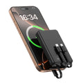 Mini Slim 10000Mah Portable Power Bank, Built-In LED Digital Display, 1 USB-A Port & 3 Integrated Cables, Small Lightweight Design, Multi-Device Simultaneous Charging for Travel, Camping and Emergency, Compatible with Android Phones and Tablets