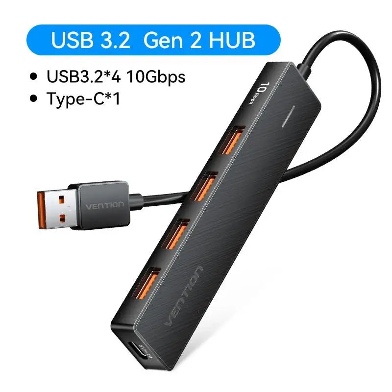Usb Hub 4 Port ABS Hub USB 3.2 10Gbps for Laptop Multi Splitter Adapter for Xiaomi Macbook PC Computer Accessories