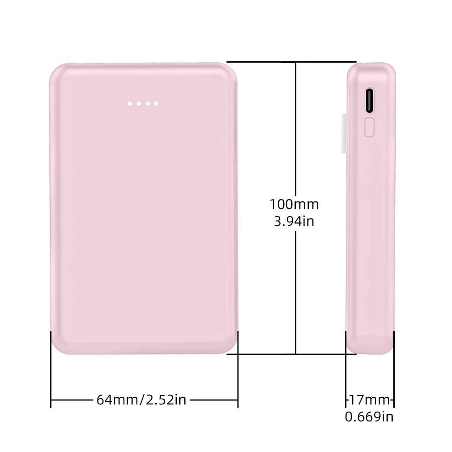 Mini 5000Mah Portable Power Bank with Built-In LED Digital Display, 1 USB-A Port and 3 Integrated Charging Cords, Ultra Compact External Battery Pack, Support Multiple Devices Simultaneous Charging Compatible with Android Smartphones Tablets Travel Emerg