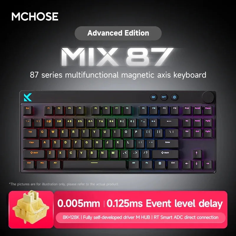 Mix87 Magnetic Swtich Keyboard Wired Gaming Keyboard 8K+256K Esport 0.08Ms Low Latency E-Sports Custom Gamer Accessories