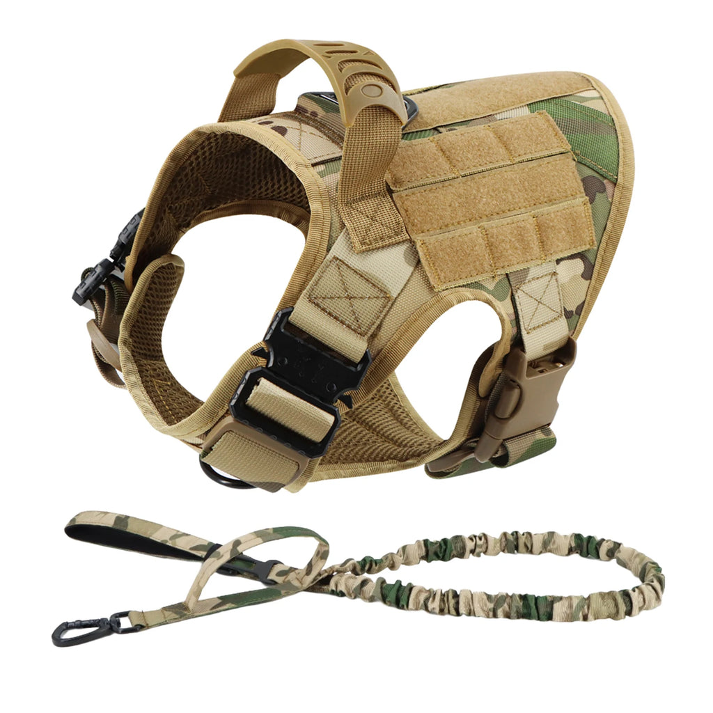 Large Dog Harness and Leash Set Pet German Shepherd Malinois Training Walking Vest Dog Harness and Collar for Medium Large Dogs