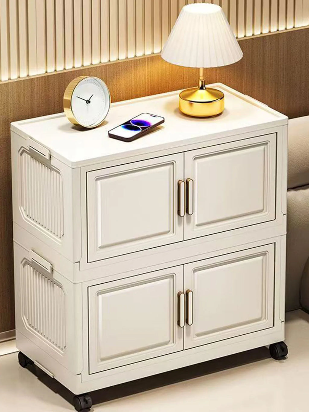 Thickened Plastic Multi-Layer Storage Cabinet Simple Creamy Style Home Organizer Wardrobe for Kitchen Bathroom Use