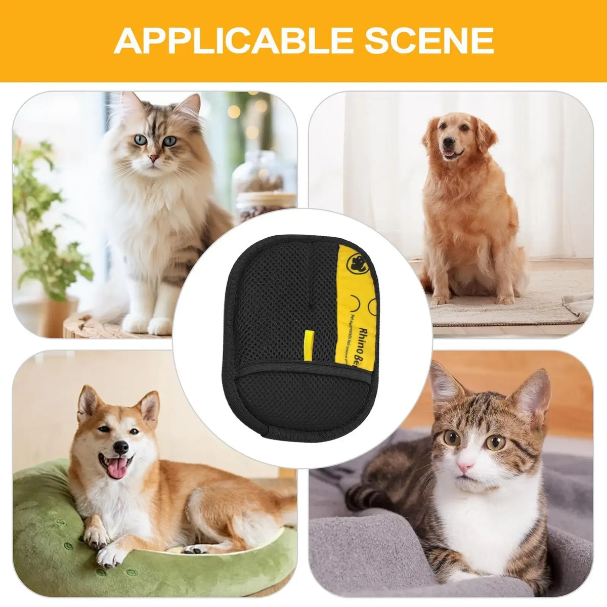 Pet Hair Remover Mitt Pet Grooming Gloves Deshedding Brush Glove for Dog Cat Rabbit with Long/Short/Curly Hair