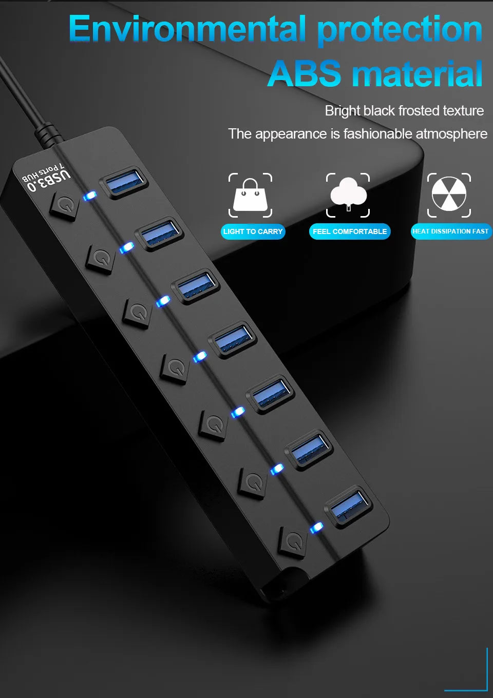 USB 3.0 Hub USB Hub 2.0 Multi USB Splitter Hub 100Cm Long Cable Multiple Expander for Computer Laptop PC Accessories USB Adapter