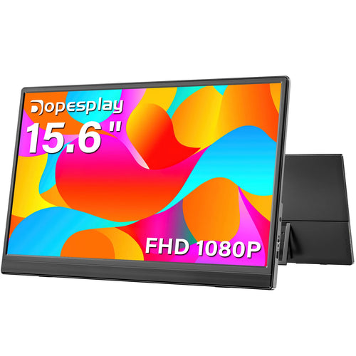 15.6Inch Portable Monitor FHD 1080P IPS External Screen Extender Plug Play Stand Monitors for Laptop Switch Gaming Mac
