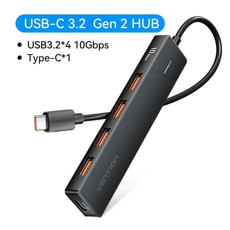 Usb Hub 4 Port ABS Hub USB 3.2 10Gbps for Laptop Multi Splitter Adapter for Xiaomi Macbook PC Computer Accessories