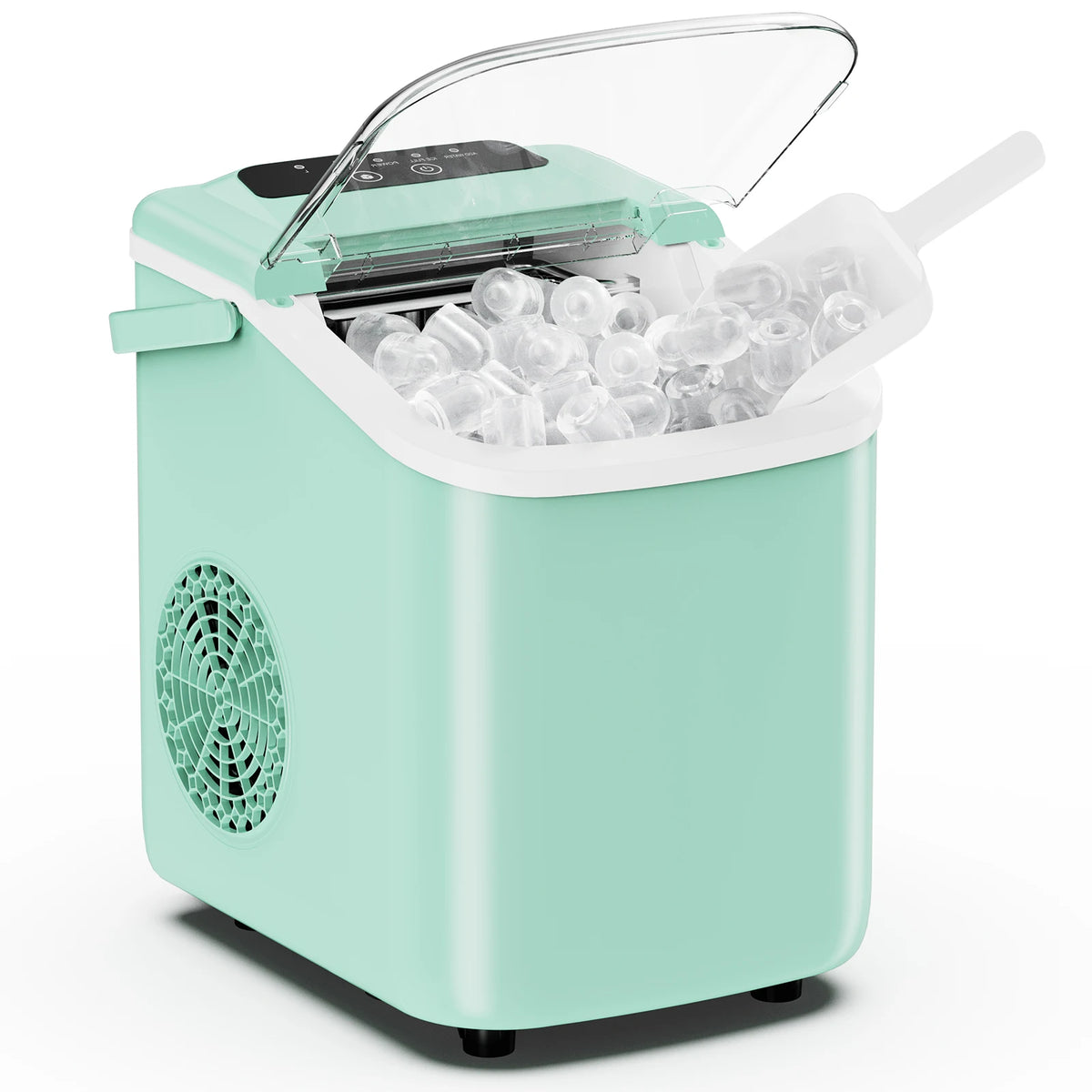 JHK Small Portable Ice Machine Countertop Ice Maker with Scoop Basket and Handle 9 Ice Cubes Ready in 6 Mins 26.5Lbs in 24Hrs for Home Kitchen Party