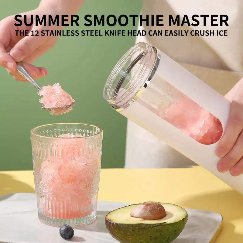 New 530Ml Portable Juicer Wireless USB Charging Crushed Ice Electric Juicing 12 Blade 4 Gears 7.4V Mini Fresh Juice Blender
