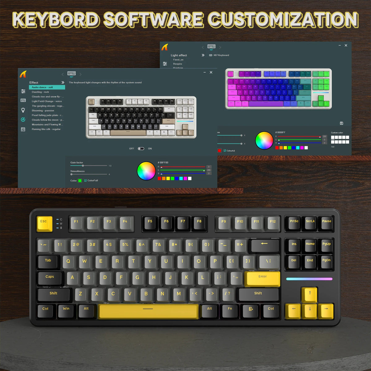 X87 Wireless Mechanical Gaming Keyboard, Tri-Mode Bt5.0/2.4Ghz/Usb-C Gasket Hot Swappable Custom Keyboard, Pre-Lube