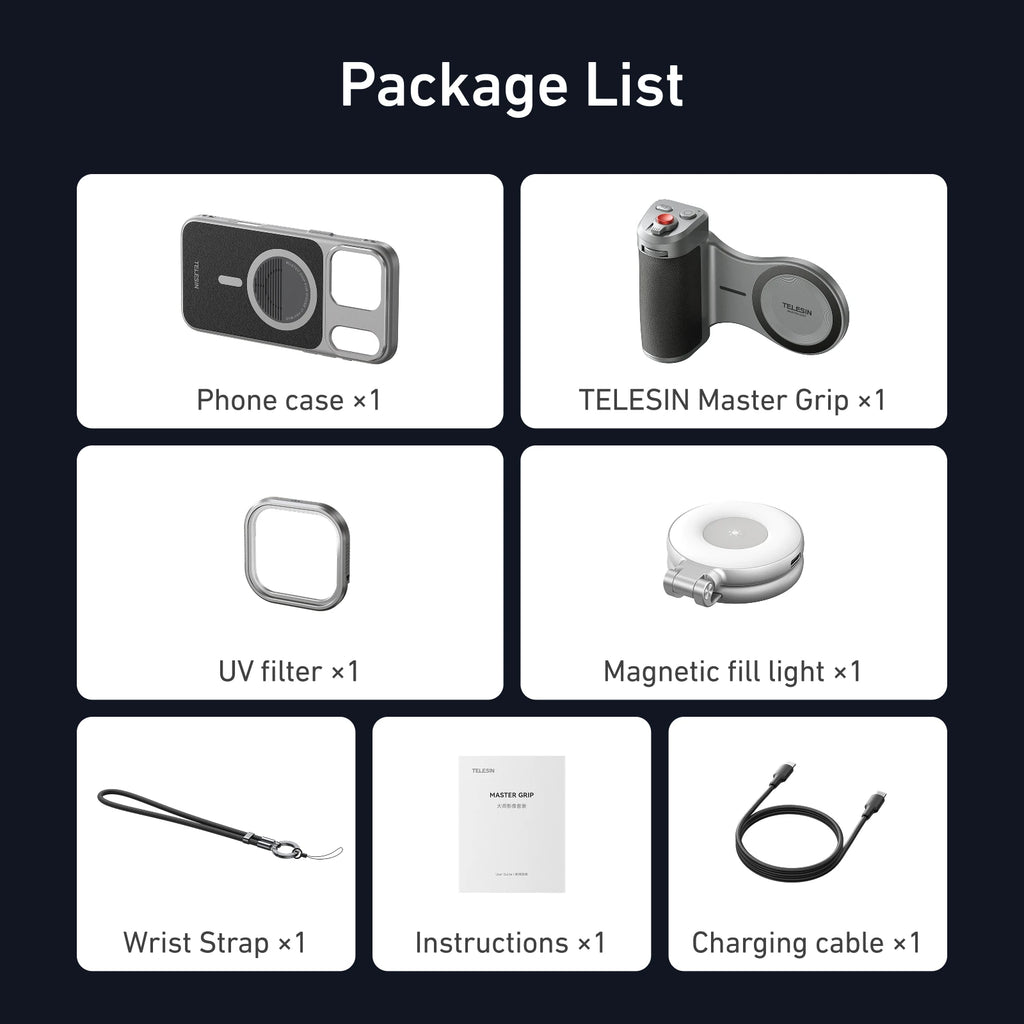 Master Grip Set for Iphone17 Pro Pro Max Magnetic Phone Camera Hand Grip Holder 3200Mha Powerbank with Wireless Charging