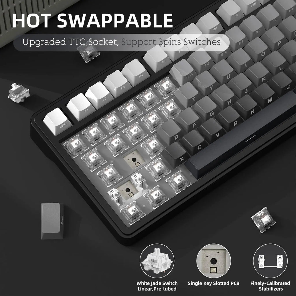 X85 Wireless Mechanical Gaming Keyboard,Tkl 82 Keys,Gasket Structure,Knob,Rgb Hot Swappable Custom Keyboard