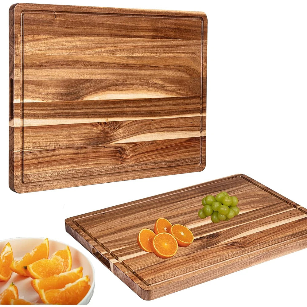 Kitchen Extra Large Wood Cutting Board with Juice Groove and Handle Reversible Charcuterie Butcher Block 24 X 18 X1.2 In