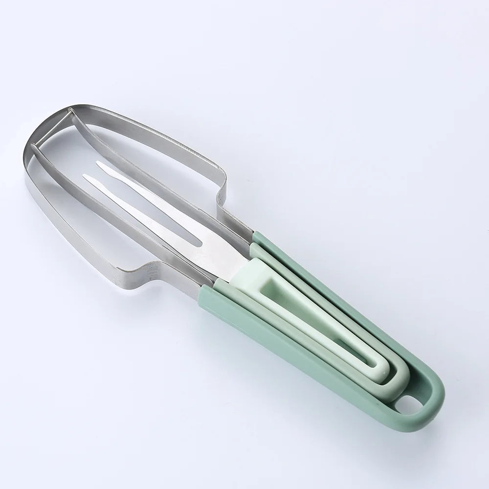 3-In-1 Watermelon Fork Slicer Cutter, 2024 Stainless Steel Fruit Watermelon Cutting Tool Fork Slicer Knife Set for Home Kitchen