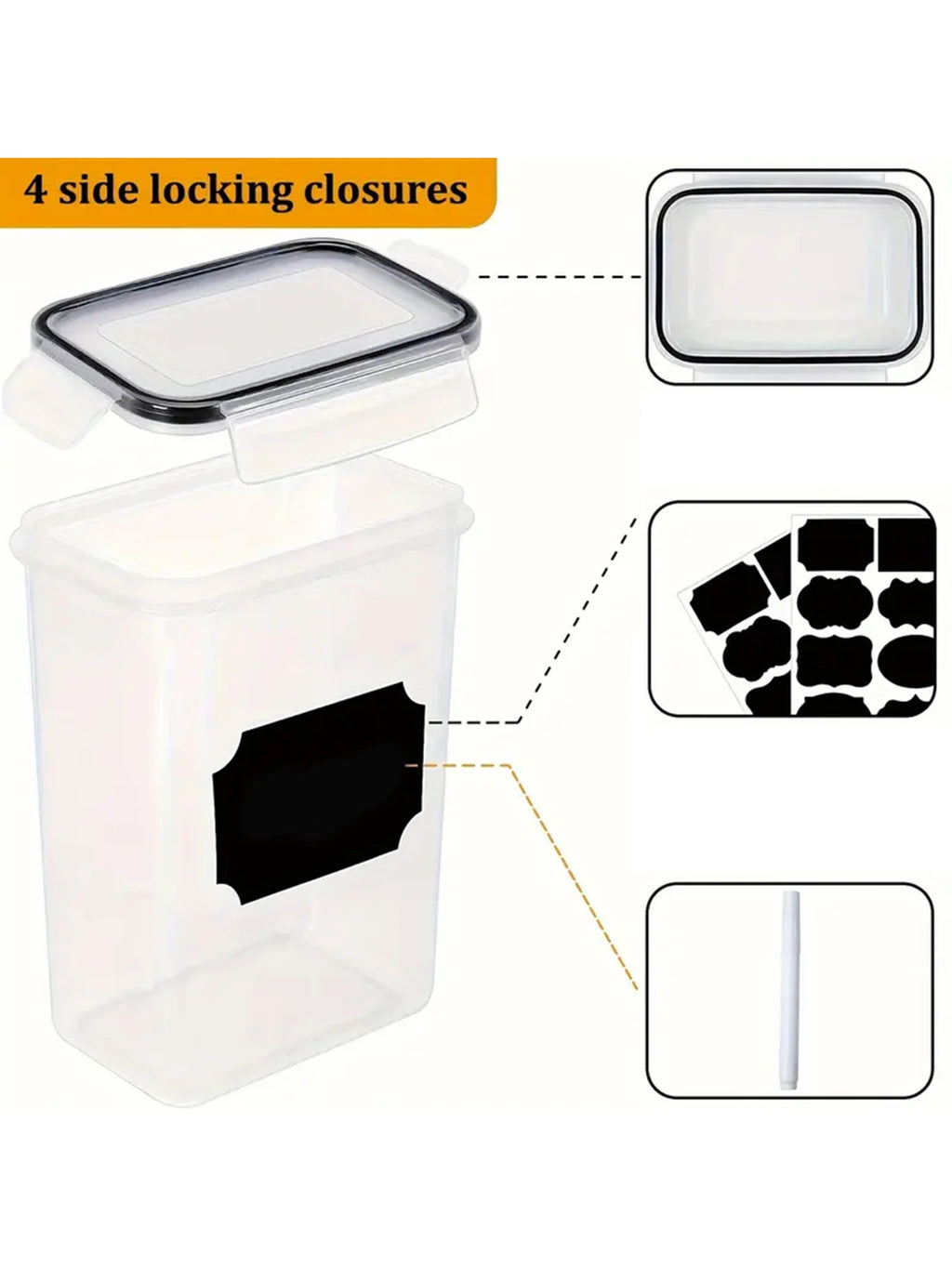 24Pcs Airtight Food Storage Containers with Labels for Flour Grains, Coffee Beans and Kitchen Spices Keep Food Fresh Organized