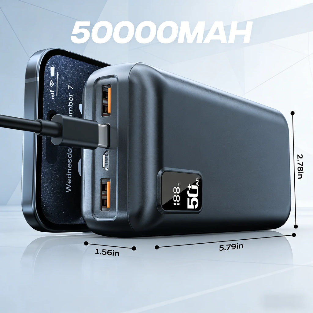 50000Mah Powerbank 22.5W Fast Charge Protable Powerbank External Battery High Capacity for Iph Xiaomi Samsung Outdoor Use