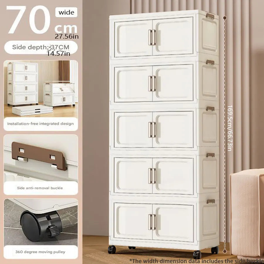 Thickened Plastic Multi-Layer Storage Cabinet Simple Creamy Style Home Organizer Wardrobe for Kitchen Bathroom Use