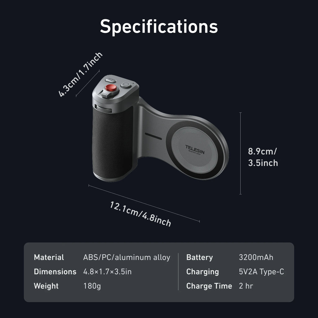 Master Grip Set for Iphone17 Pro Pro Max Magnetic Phone Camera Hand Grip Holder 3200Mha Powerbank with Wireless Charging