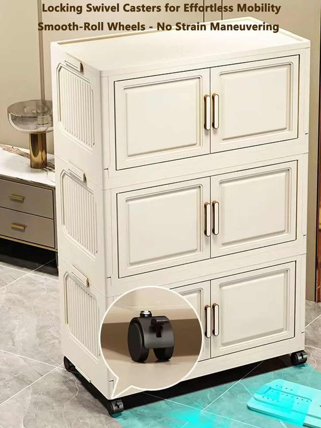 Thickened Plastic Multi-Layer Storage Cabinet Simple Creamy Style Home Organizer Wardrobe for Kitchen Bathroom Use