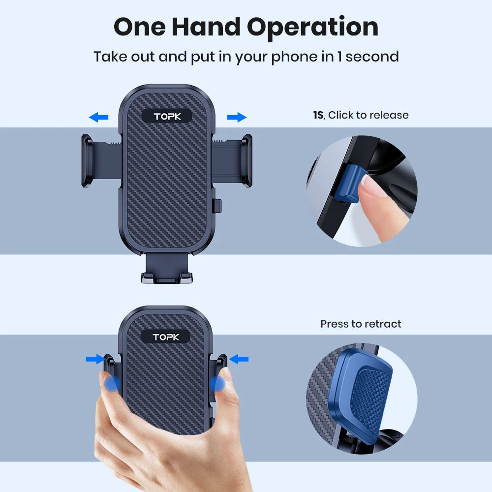 TOPK D42-G Car Phone Holder Mount, Upgraded Metal Hook Cell Phone Holder for Car Air Vent Compatible with All Phones