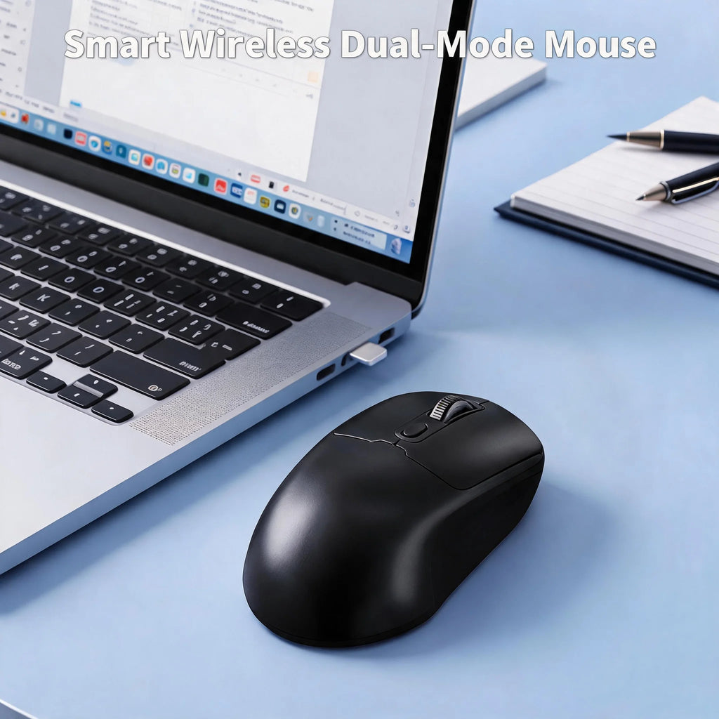 Rechargeable Wireless Mouse Bluetooth 2.4G Dual Mode Ergonomic Computer Mouse Silent Office Mouse Type-C Charging 800/1200/1600 DPI Adjustable Mice for Laptop Desktop Tablet PC Portable Gaming Mouse