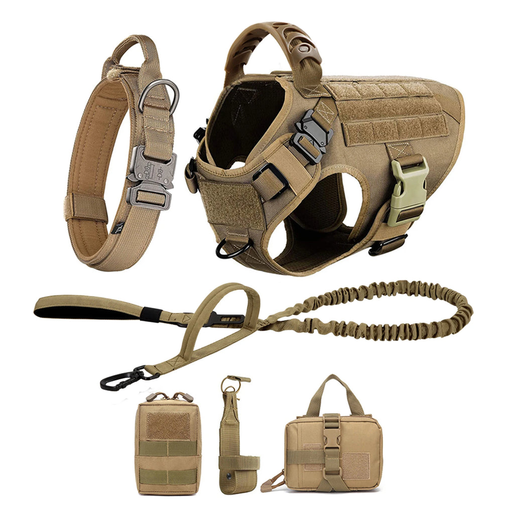 Large Dog Harness and Leash Set Pet German Shepherd Malinois Training Walking Vest Dog Harness and Collar for Medium Large Dogs
