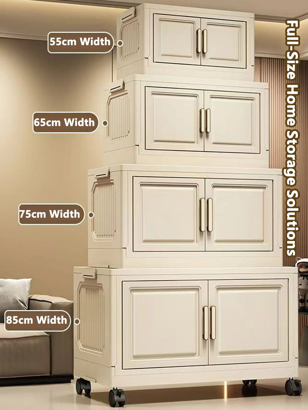 Thickened Plastic Multi-Layer Storage Cabinet Simple Creamy Style Home Organizer Wardrobe for Kitchen Bathroom Use