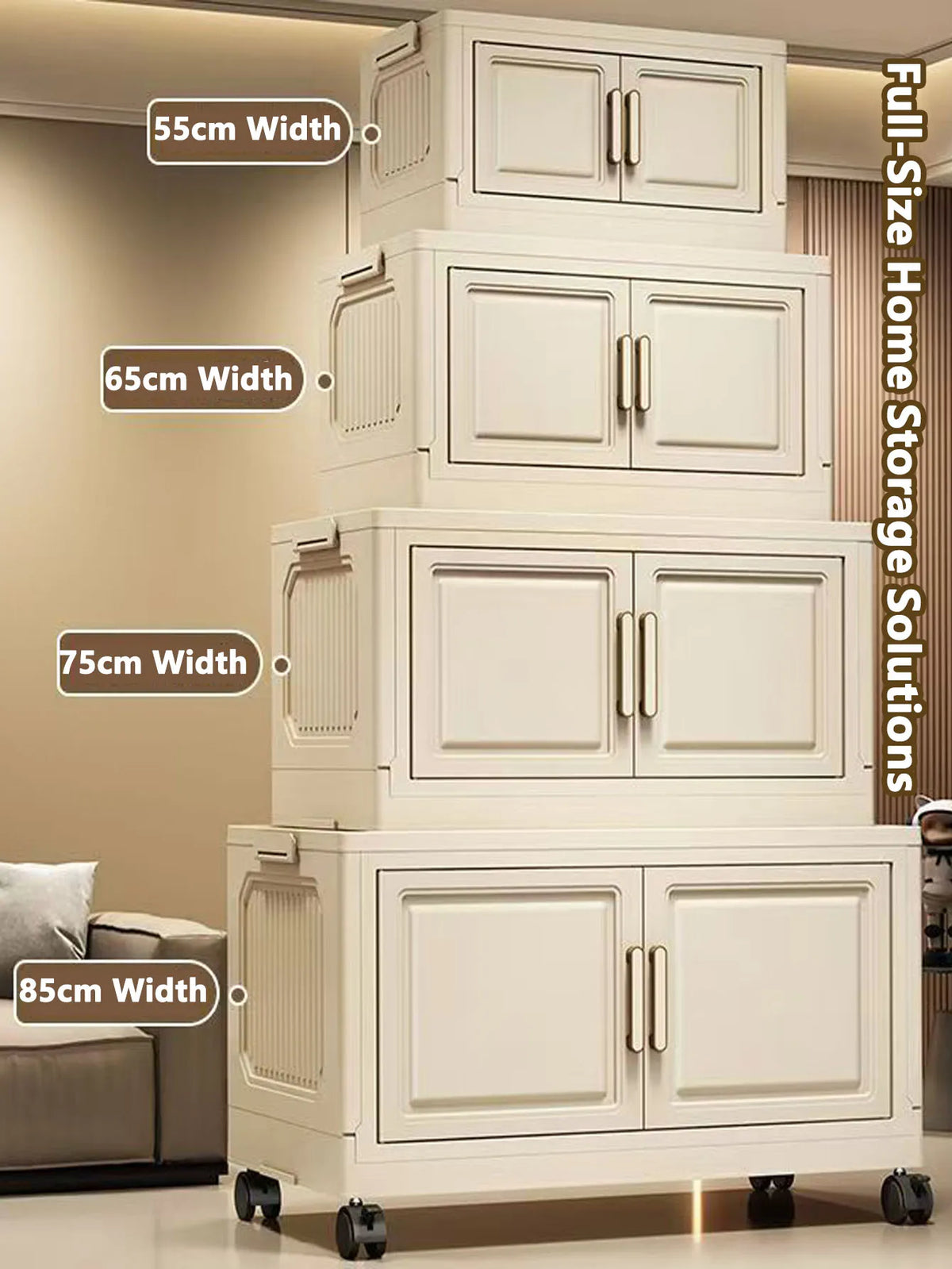 Thickened Plastic Multi-Layer Storage Cabinet Simple Creamy Style Home Organizer Wardrobe for Kitchen Bathroom Use