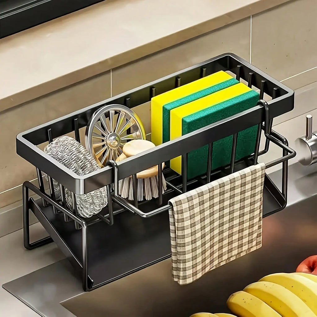 Effective Draining Kitchen Sponge Shelf, Soap Holder, Stainless Steel Material Is More Sturdy, Slope Design Is Free from Water Accumulation, Towel Independent Rack Effective Anti-Mold, Kitchen Storage