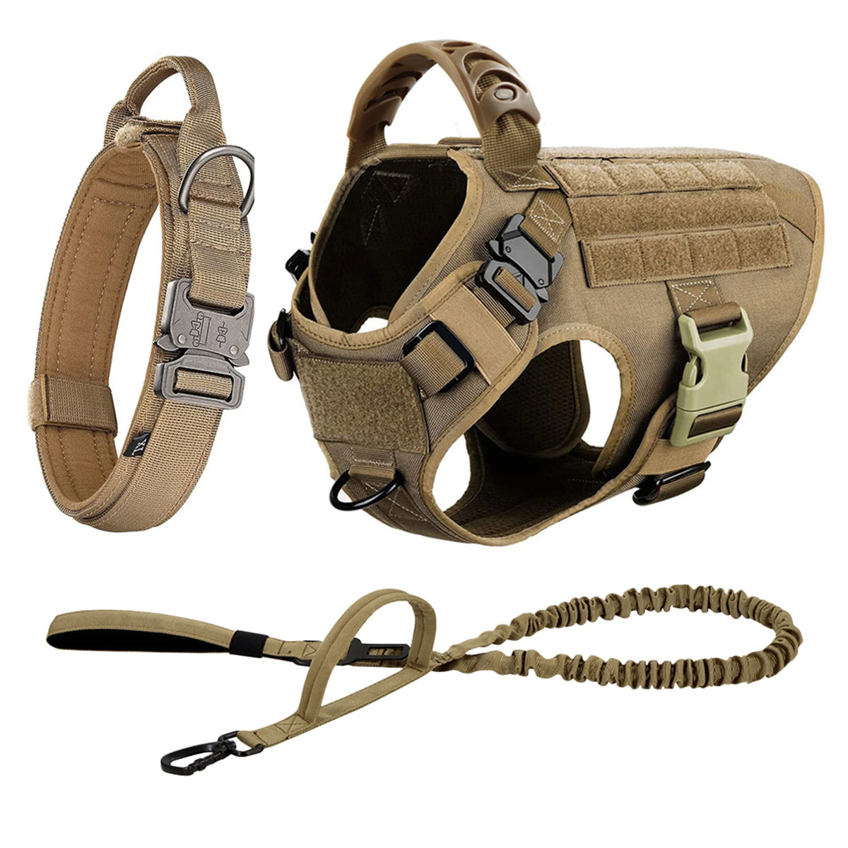 Large Dog Harness and Leash Set Pet German Shepherd Malinois Training Walking Vest Dog Harness and Collar for Medium Large Dogs