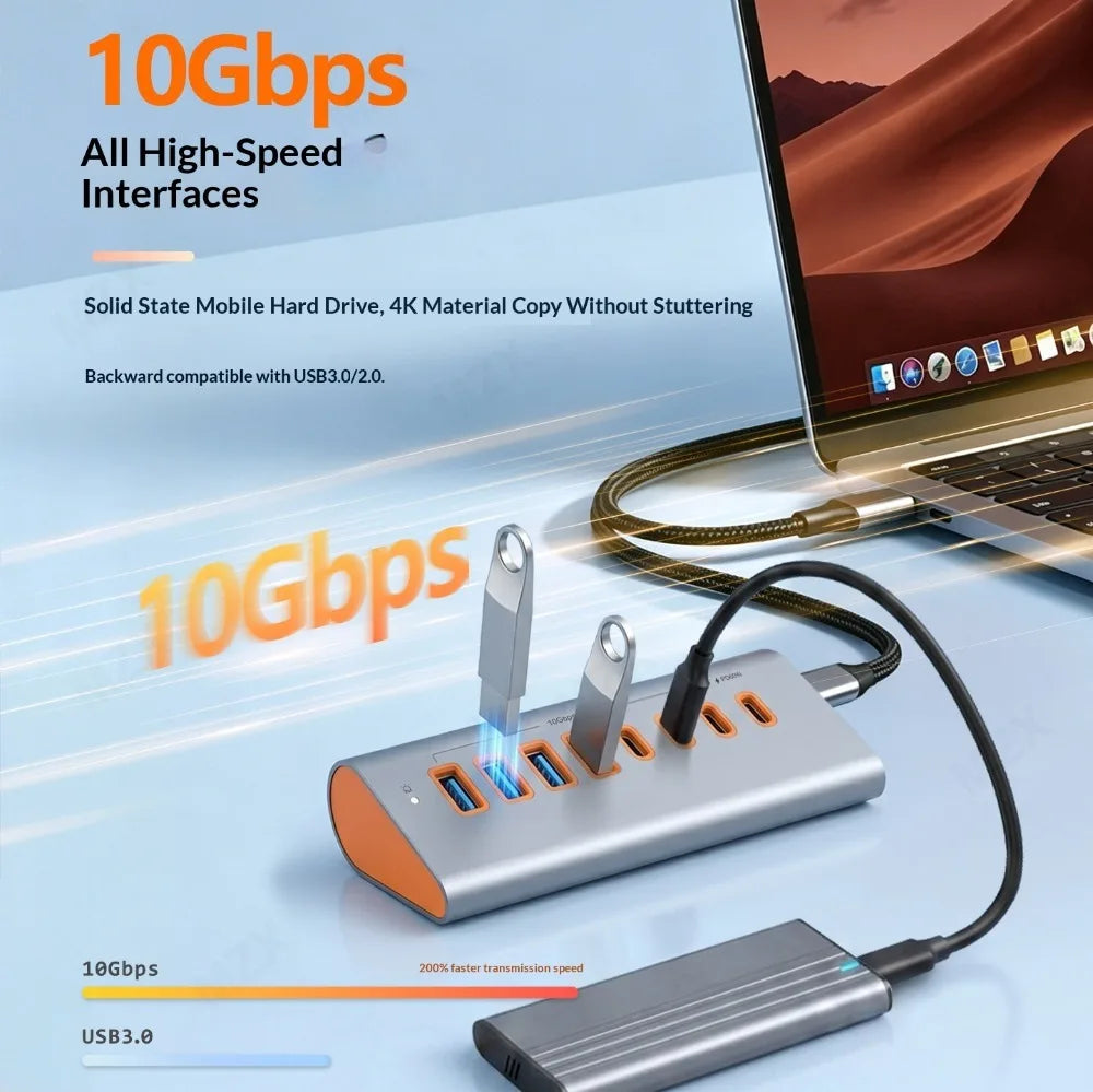 USB 3.2 Hub 10Gbps Docking Station Expansor Tipo C a Desktop Dock Concentrator Computer PC Laptop Accessories for Macbook