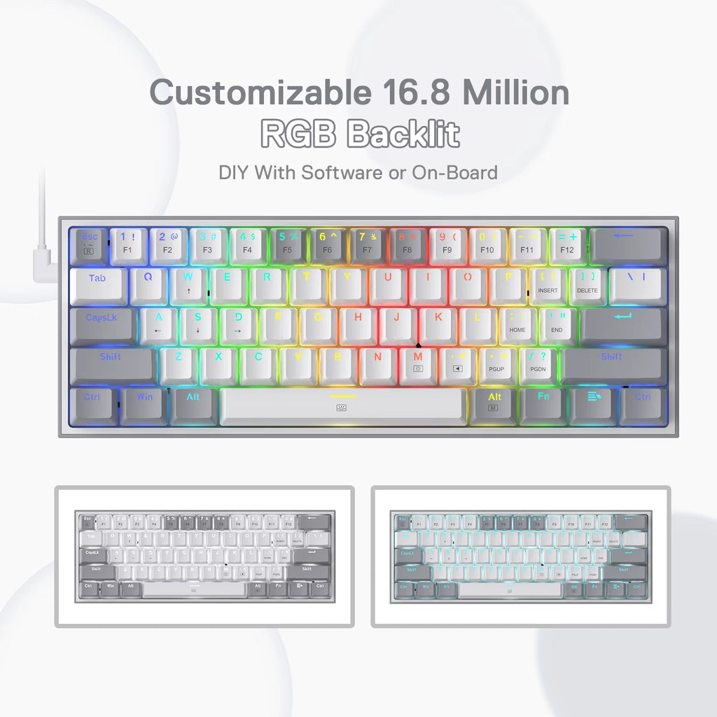 K617 Fizz 60% Wired RGB Gaming Keyboard, 61 Keys Hot-Swap Compact Mechanical Keyboard Red Switch