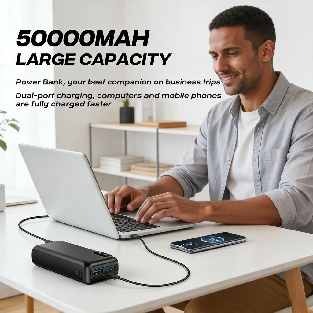 50000Mah Powerbank 22.5W Fast Charge Protable Powerbank External Battery High Capacity for Iph Xiaomi Samsung Outdoor Use