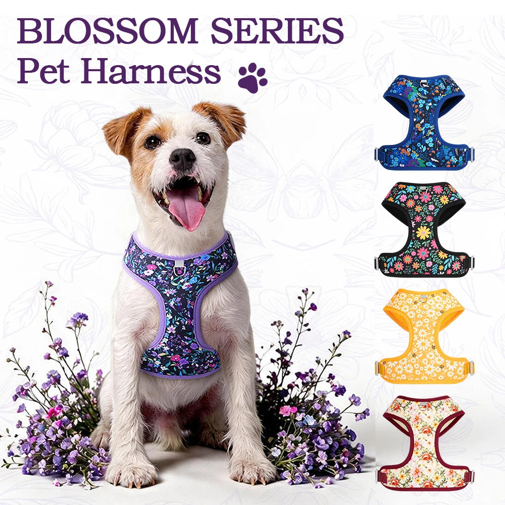 Flower Soft Pet Harness and Leash Set Breathable Vest for Small Dogs Cats Puppy Kitten Outdoor Walking Supplies