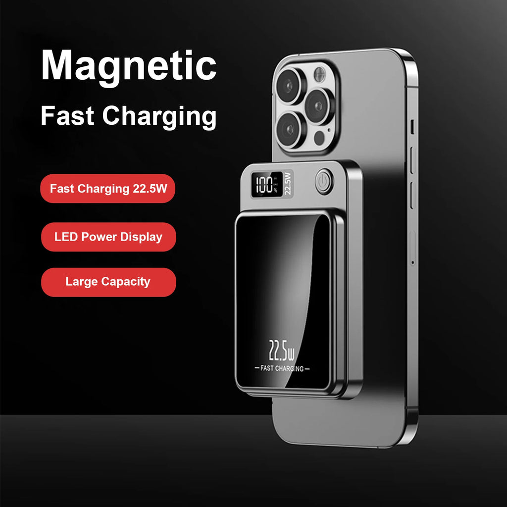 2-In-1 Wireless Magnetic Power Bank Fast Charging Portable PD 22.5W 10000Mah LED Power Display for Iphone 17/16/15/14 Samsung