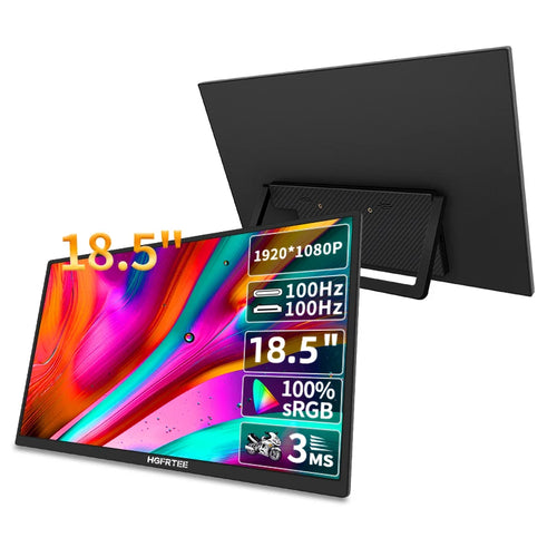 18.5Inch 100Hz Portable Monitor with VESA Hole Stand PC Gaming Extended Display ADS-IPS Large Screen Support Type-C HDMI