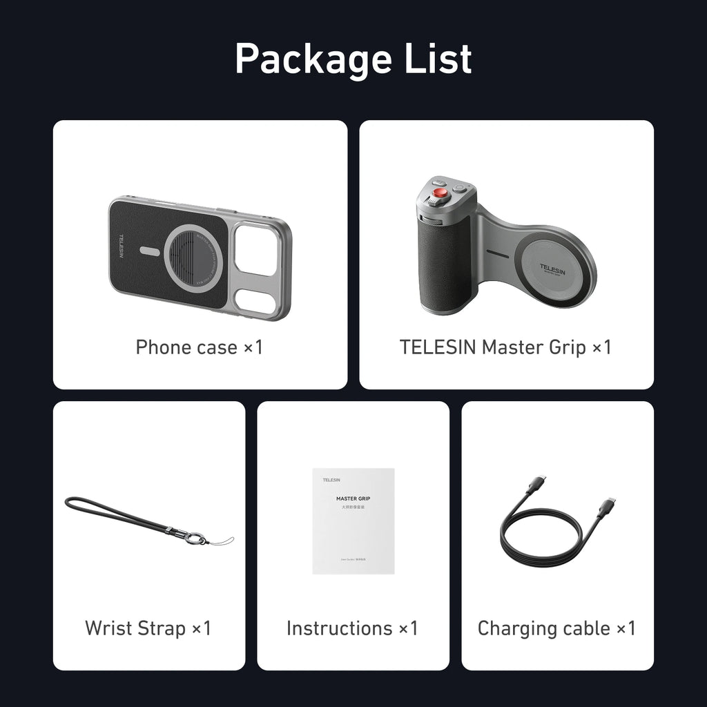 Master Grip Set for Iphone17 Pro Pro Max Magnetic Phone Camera Hand Grip Holder 3200Mha Powerbank with Wireless Charging