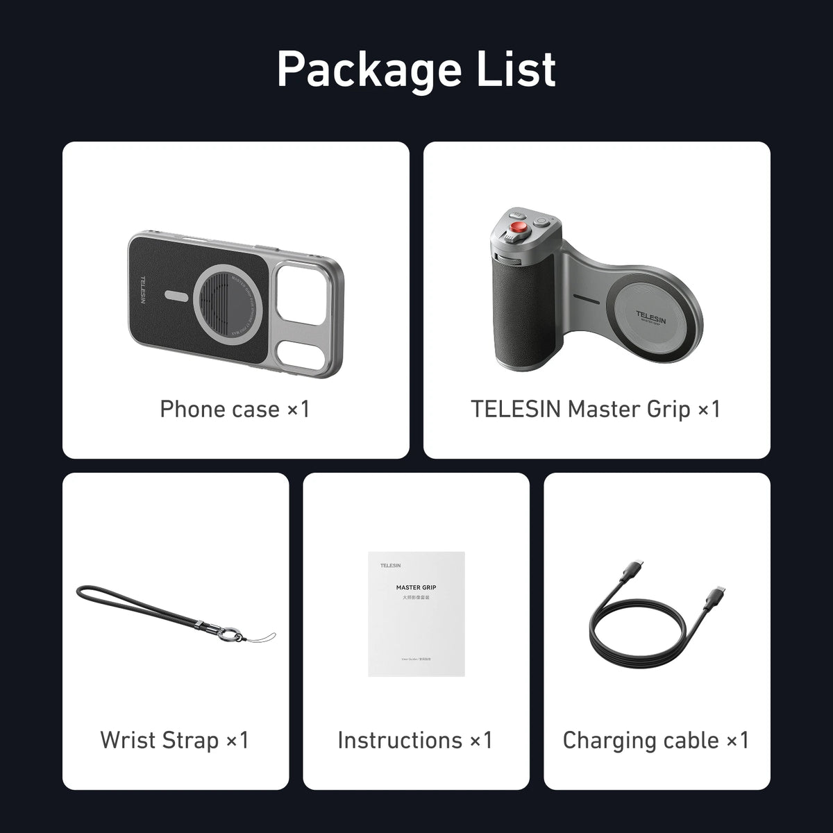Master Grip Set for Iphone17 Pro Pro Max Magnetic Phone Camera Hand Grip Holder 3200Mha Powerbank with Wireless Charging