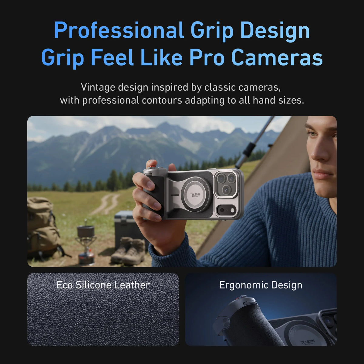 Master Grip Set for Iphone17 Pro Pro Max Magnetic Phone Camera Hand Grip Holder 3200Mha Powerbank with Wireless Charging