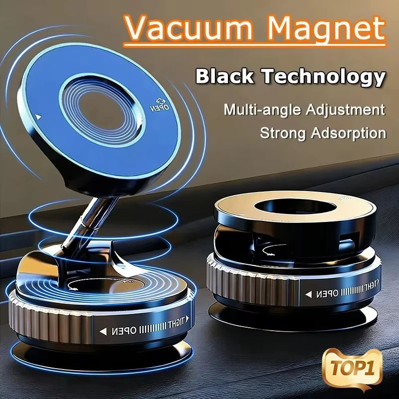 Car Mount Electric Vacuum Magnetic Holder Foldable Strong Suction Stand for Cell Phone for Iphone 12 13 14 15 16 Live Streaming