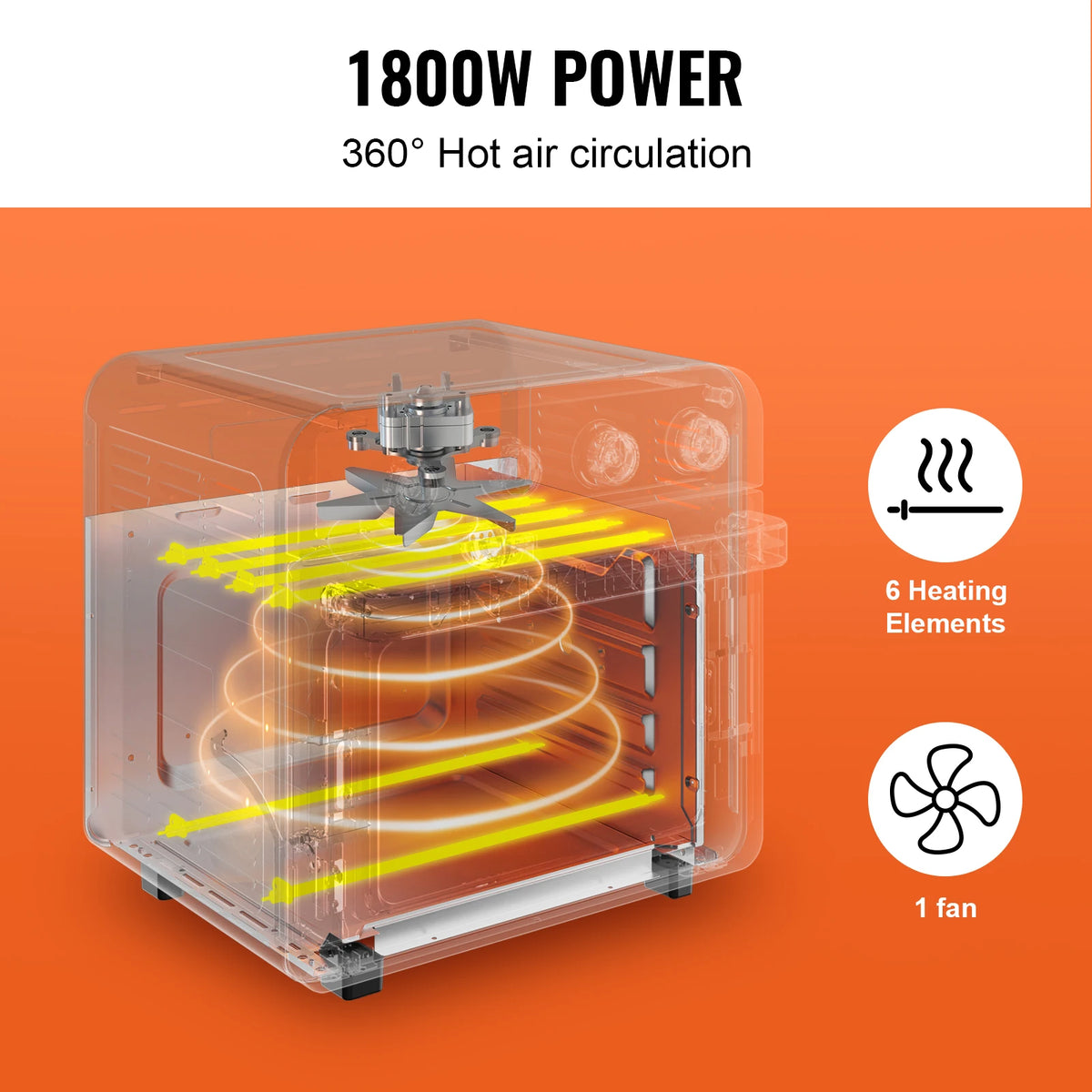 18L 1700W Air Fryer Toaster Oven Stainless Steel Toaster Ovens Countertop Combo with Grill Home and Commercial Use
